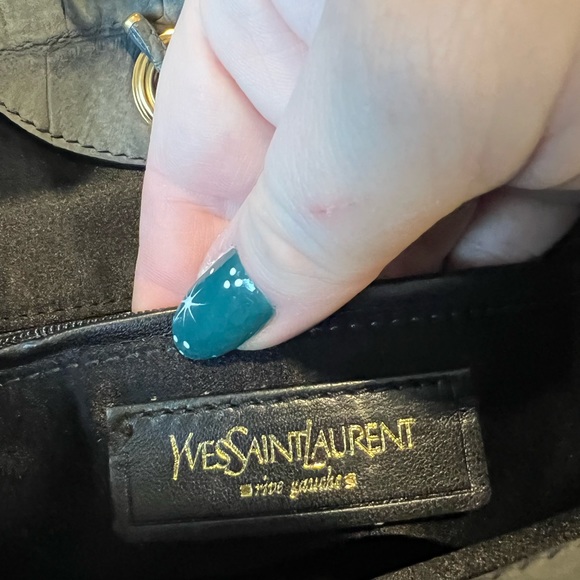 Yves Saint Laurent YSL Crocodile Embossed Nubuck Catwalk Bag in Anthracite Grey - Picture 7 of 7